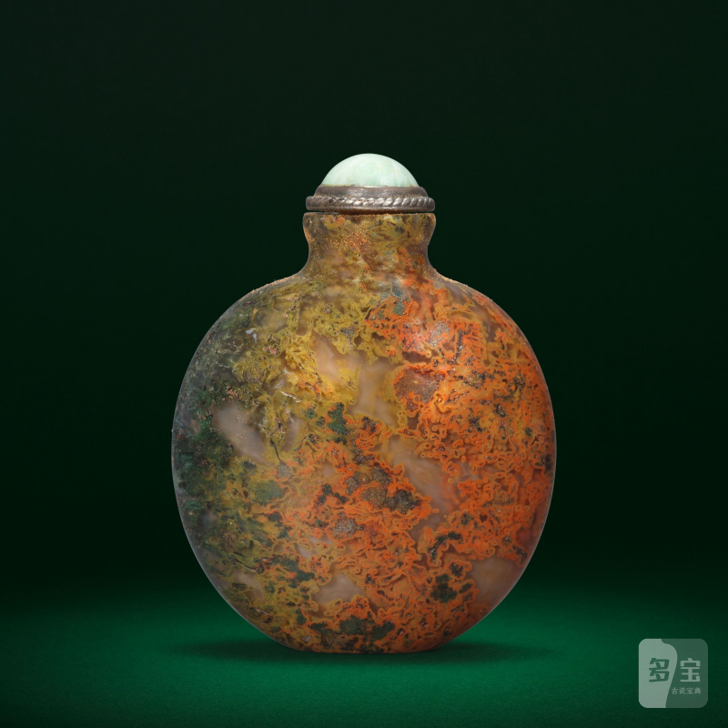 十八/十九世紀 青苔紋瑪瑙鼻煙壺 | A MOSS AGATE SNUFF BOTTLE - 图3